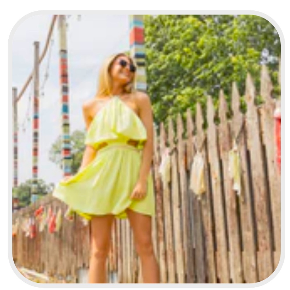 Lime green cutout mini dress
